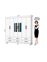 Guarda-roupa D22 6 Portas 6 Gavetas Com Espelho e Pés Branco