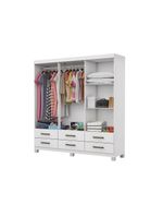 Guarda-roupa D22 6 Portas 6 Gavetas Com Espelho e Pés Branco