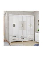 Guarda-roupa D22 6 Portas 6 Gavetas Com Espelho e Pés Branco