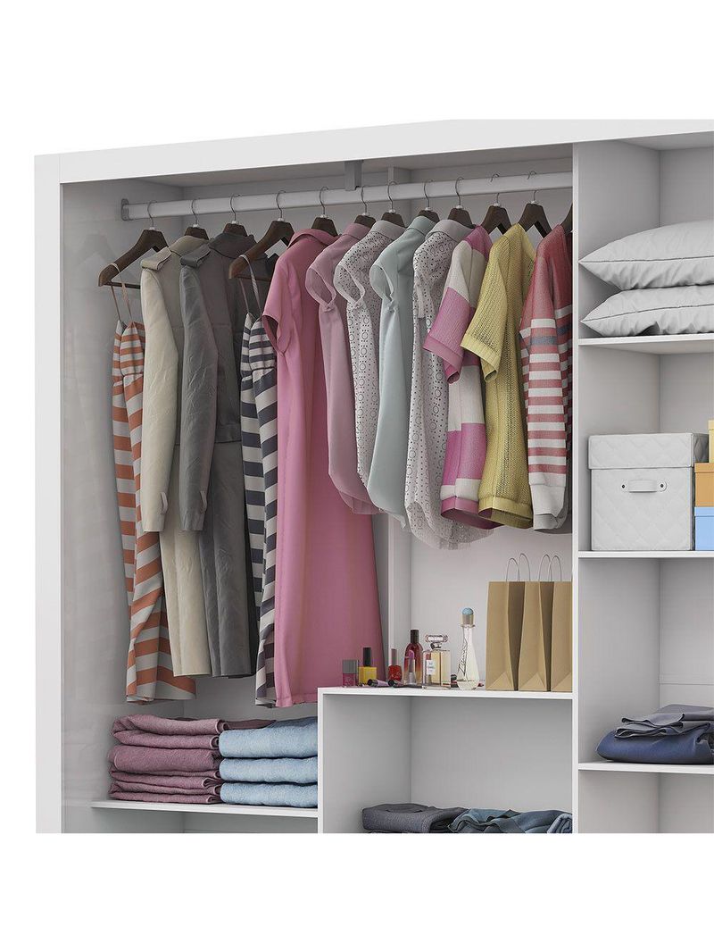 Guarda-Roupa Casal Fortaleza 3 Portas Carioca Móveis Branco Cinamomo