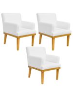 Kit 03 Poltronas Base Mel Beatriz W01 Corano Branco