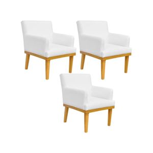 Kit 03 Poltronas Base Mel Beatriz W01 Corano Branco