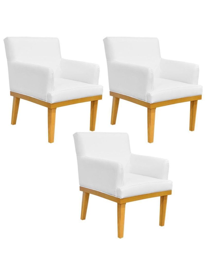 Kit 03 Poltronas Base Mel Beatriz W01 Corano Branco