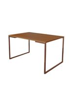 Mesa De Jantar Industrial Base Ferro Cobre Tampo 137X90 Canela