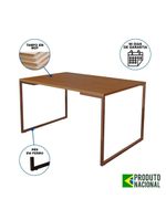 Mesa De Jantar Industrial Base Ferro Cobre Tampo 137X90 Canela