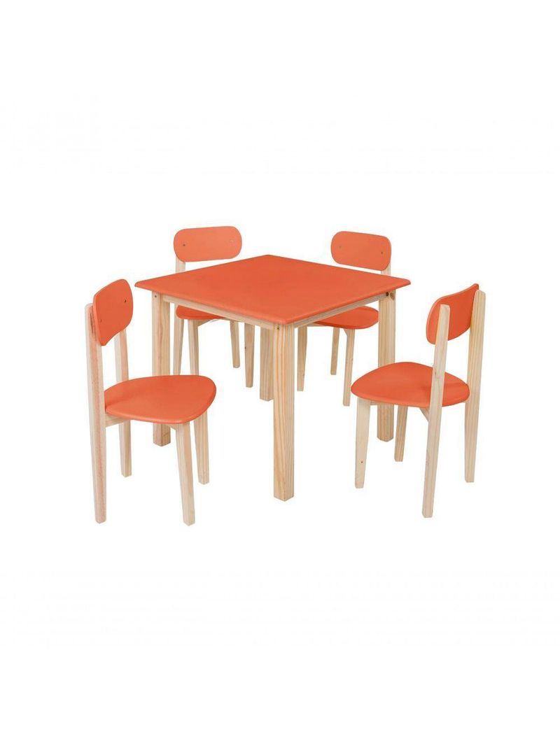 Kit Colore Mesa Com 4 Cadeiras Infantil Laranja