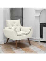 Kit De 2 Poltronas Opala Conforto Tecido Boucle Pés Trapézio Off White