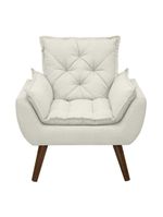 Kit De 2 Poltronas Opala Conforto Tecido Boucle Pés Trapézio Off White
