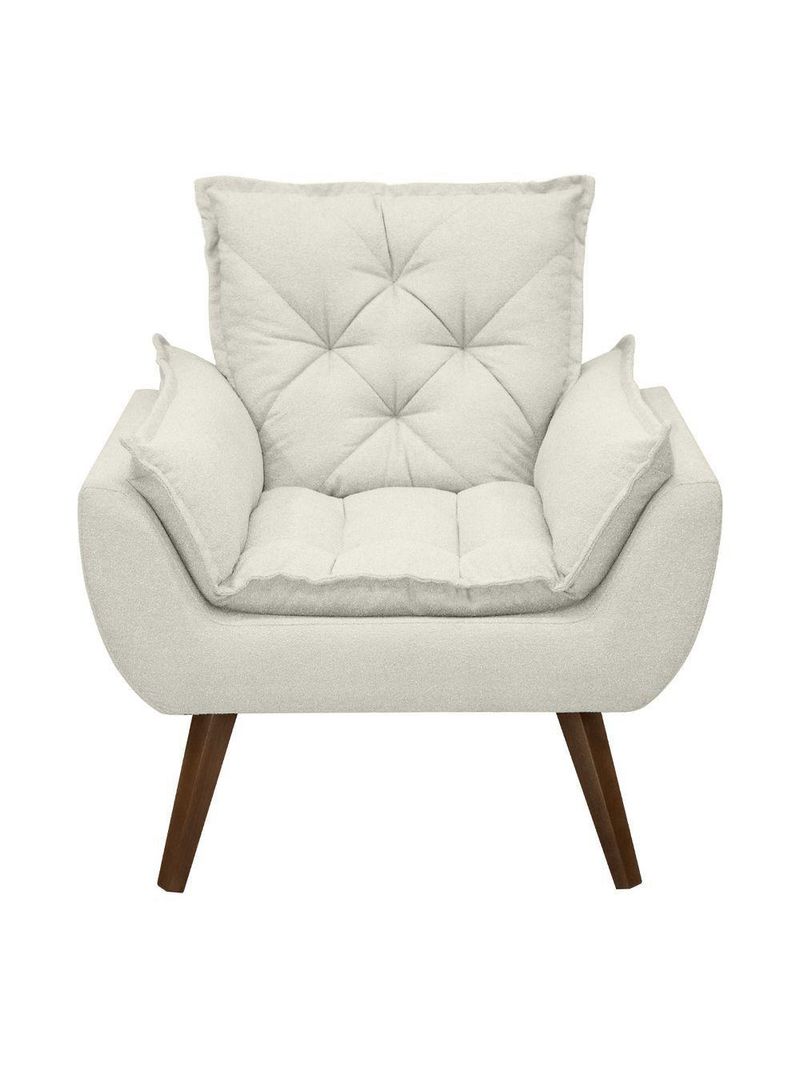 Kit De 2 Poltronas Opala Conforto Tecido Boucle Pés Trapézio Off White
