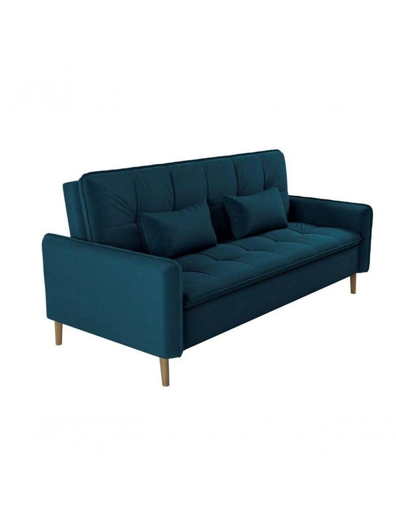Sofá Cama Casal Reclinável Donna - Veludo Turkey Petroleo