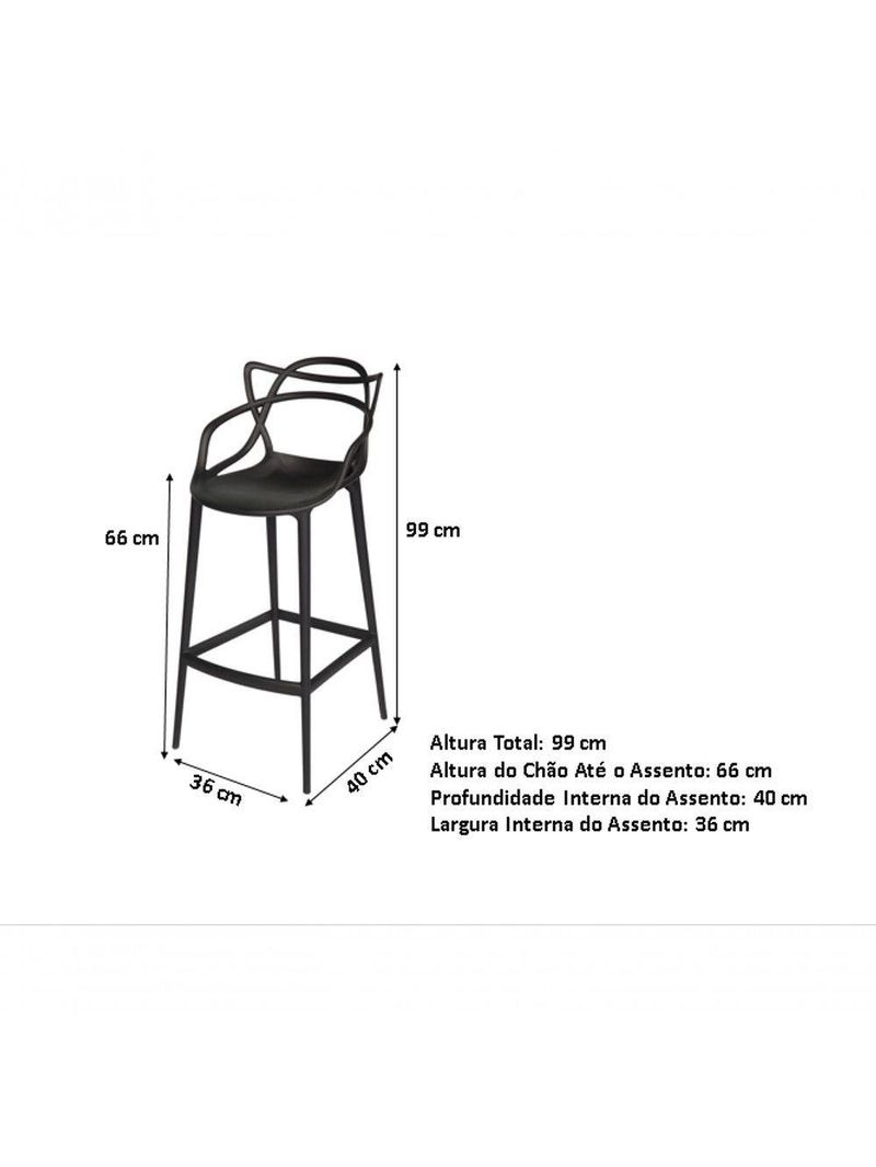 Kit C|2banqueta Baixa Masters Allegra - 66 Cm - Preto