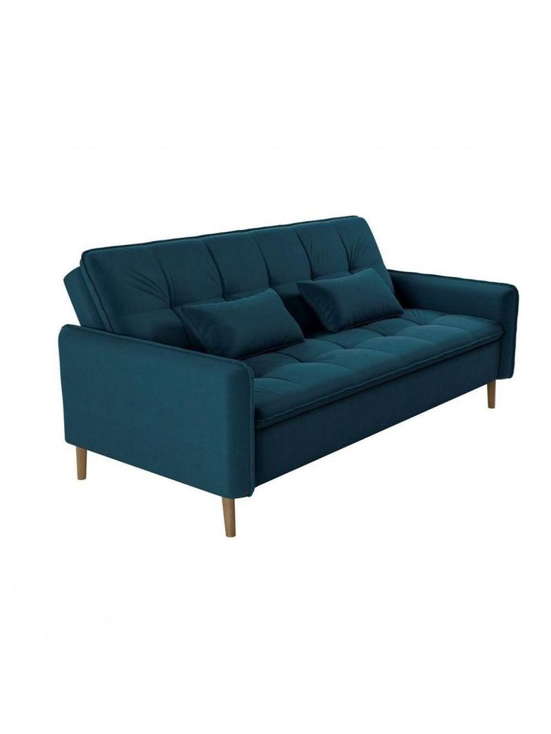 Sofá Cama Casal Reclinável Donna - Veludo Turkey Petroleo