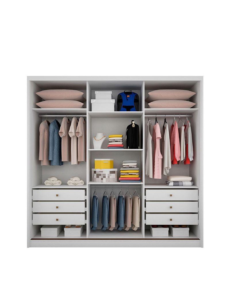 Guarda Roupa Kiev 3 Portas 6 Gavetas - Clic Móveis Branco