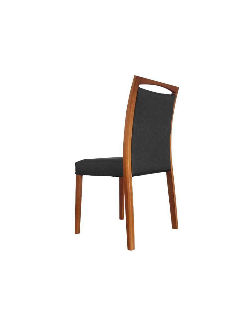 Kit 2 Cadeiras De Jantar Estofadas Jade Couro Pu Preto Base Madeira Maciça Mel - Cor: Preto