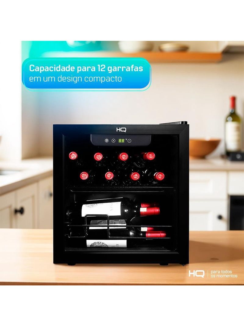 Adega de Vinhos Compressor HQ 36 Litros 12 Garrafas Preto HQ-AV12H 127V