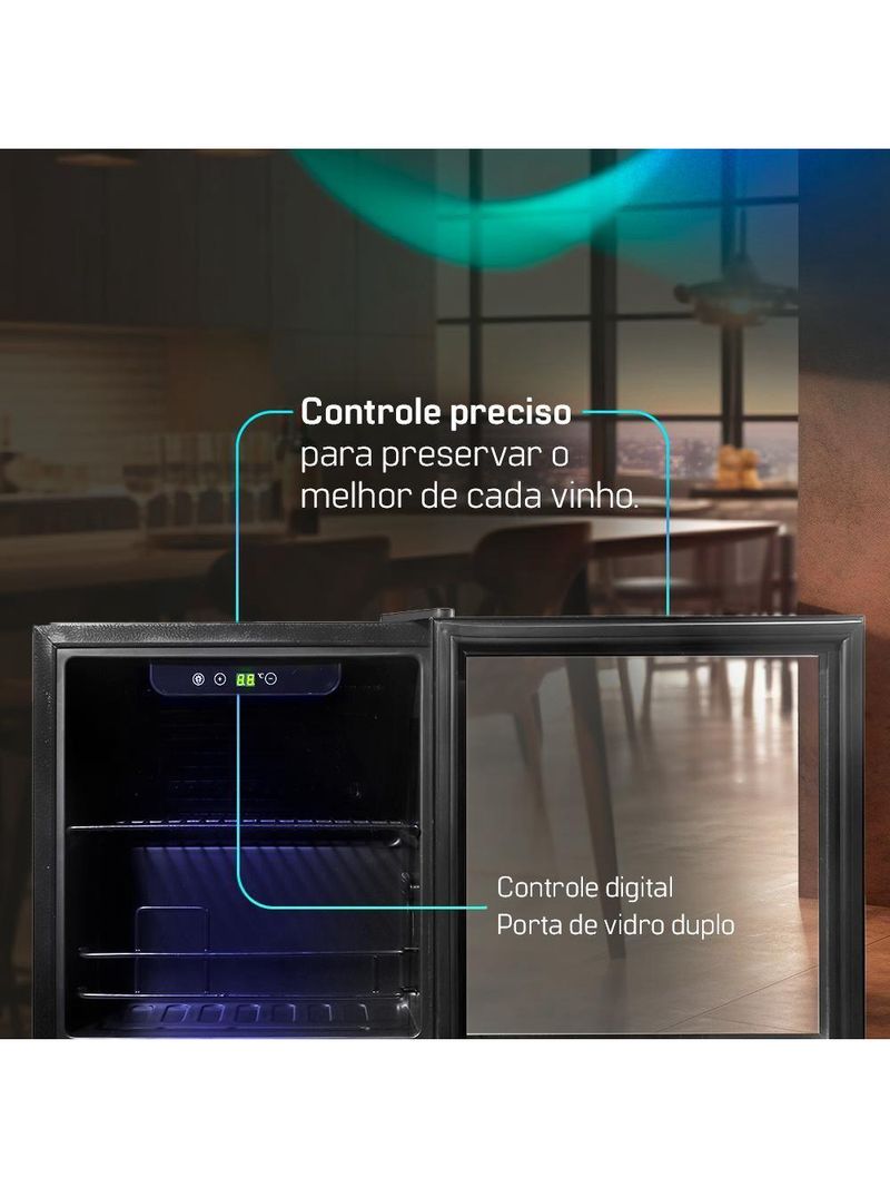 Adega de Vinhos Compressor HQ 36 Litros 12 Garrafas Preto HQ-AV12H 127V