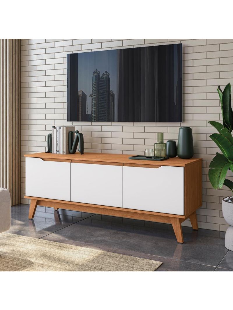 Rack Kappesberg 3 Portas Canela/branco 136cm