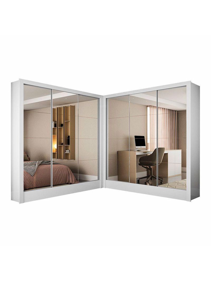 Closet Casal Duplo Fortaleza 6 Portas Premium 12 Prateleiras - Branco