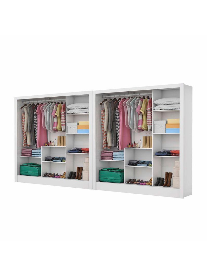 Closet Casal Duplo Fortaleza 6 Portas Premium 12 Prateleiras - Branco