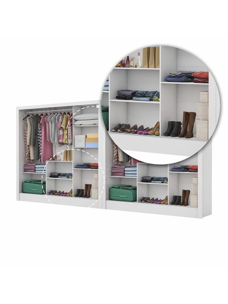 Closet Casal Duplo Fortaleza 6 Portas Premium 12 Prateleiras - Branco