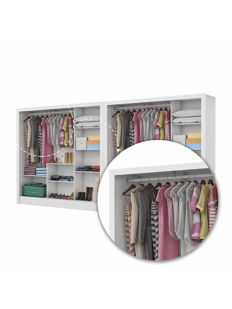 Closet Casal Duplo Fortaleza 6 Portas Premium 12 Prateleiras - Branco
