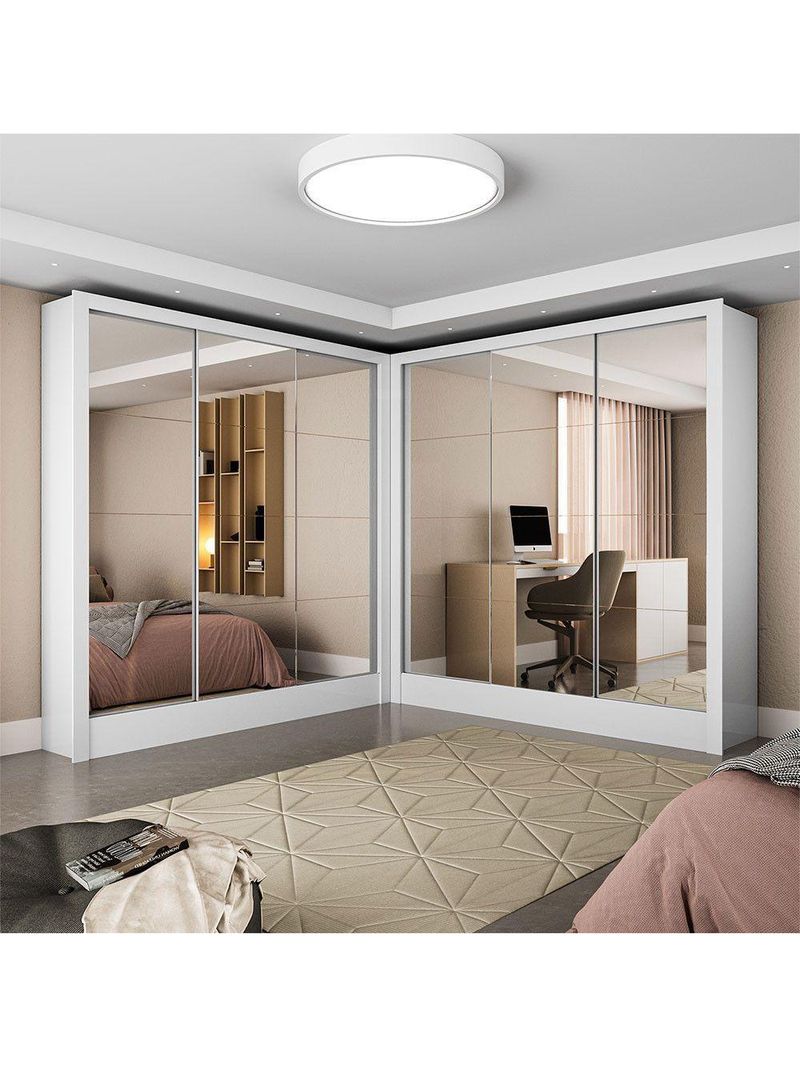 Closet Casal Duplo Fortaleza 6 Portas Premium 12 Prateleiras - Branco