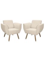 Kit De 2 Poltronas Jolly Cadeira Decorativa Em Tecido Boucle Off White