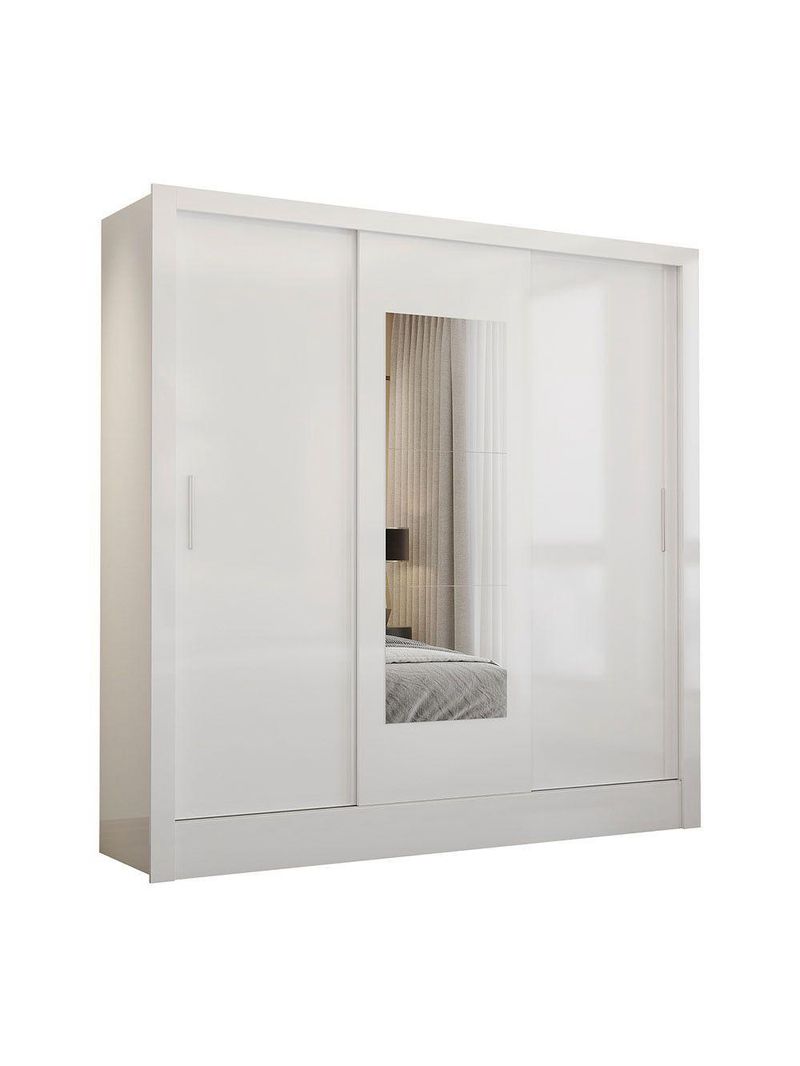 Guarda Roupa Casal Fortaleza 3 Portas Espelho Carioca Branco