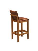 Kit 2 Banquetas Alta Pérola Com Encosto Estofada Em Couro Pu Caramelo Madeira Maciça CastanhoMarrom