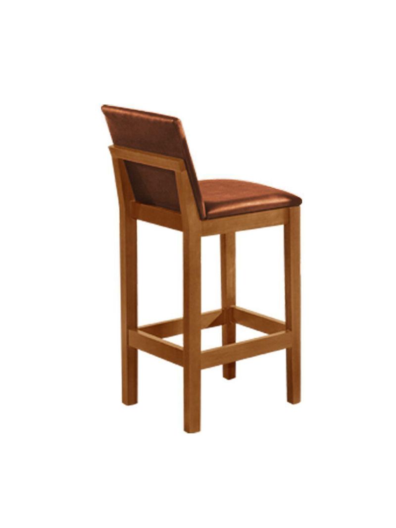 Kit 2 Banquetas Alta Pérola Com Encosto Estofada Em Couro Pu Caramelo Madeira Maciça CastanhoMarrom