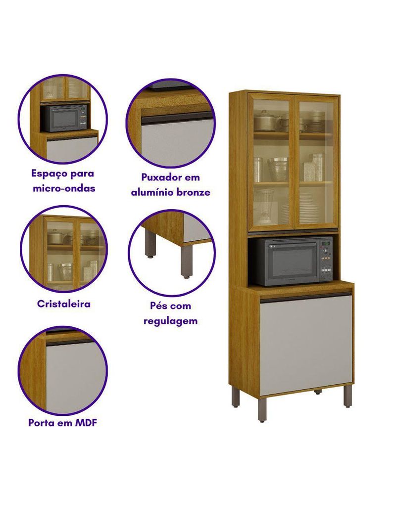 Paneleiro Cristaleira Nala 2 Portas P Microondas Mobilihouse Cinamomo/off White