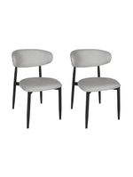 Kit 2 Cadeiras De Jantar Lucy Estrutura Aço Carbono Laminado Preto Com Estofado Linho Cinza