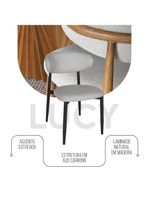 Kit 2 Cadeiras De Jantar Lucy Estrutura Aço Carbono Laminado Preto Com Estofado Linho Cinza