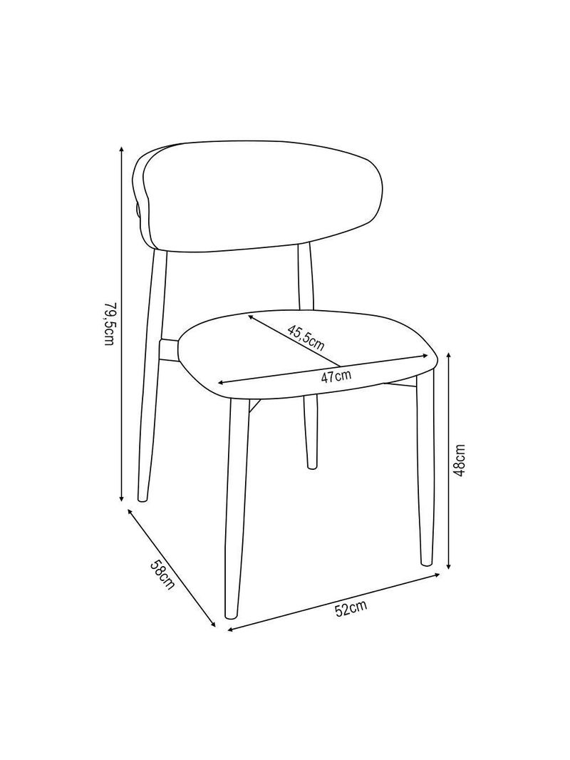 Kit 2 Cadeiras De Jantar Lucy Estrutura Aço Carbono Laminado Preto Com Estofado Linho Cinza
