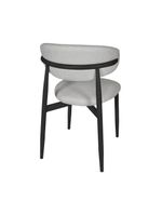 Kit 2 Cadeiras De Jantar Lucy Estrutura Aço Carbono Laminado Preto Com Estofado Linho Cinza