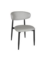 Kit 2 Cadeiras De Jantar Lucy Estrutura Aço Carbono Laminado Preto Com Estofado Linho Cinza