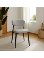 Kit 2 Cadeiras De Jantar Lucy Estrutura Aço Carbono Laminado Preto Com Estofado Linho Cinza