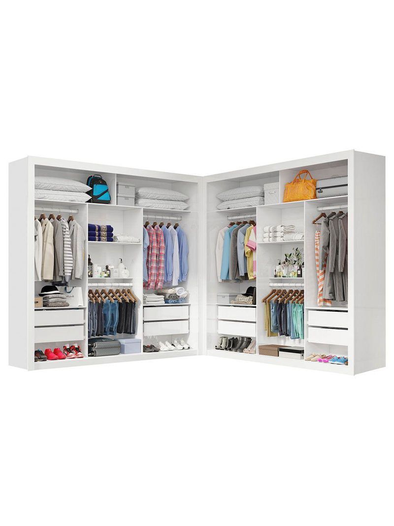 Closet Casal Premium Clarice 8 Gavetas Carioca Móveis Branco