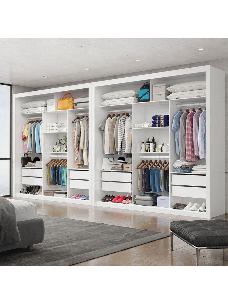 Closet Casal Premium Clarice 8 Gavetas Carioca Móveis Branco