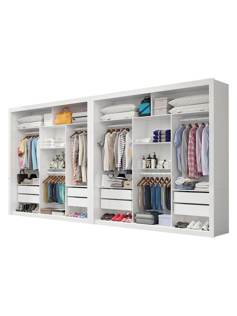 Closet Casal Premium Clarice 8 Gavetas Carioca Móveis Branco