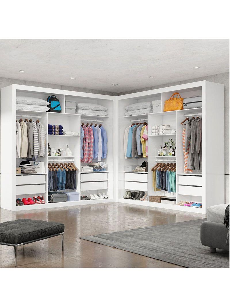 Closet Casal Premium Clarice 8 Gavetas Carioca Móveis Branco