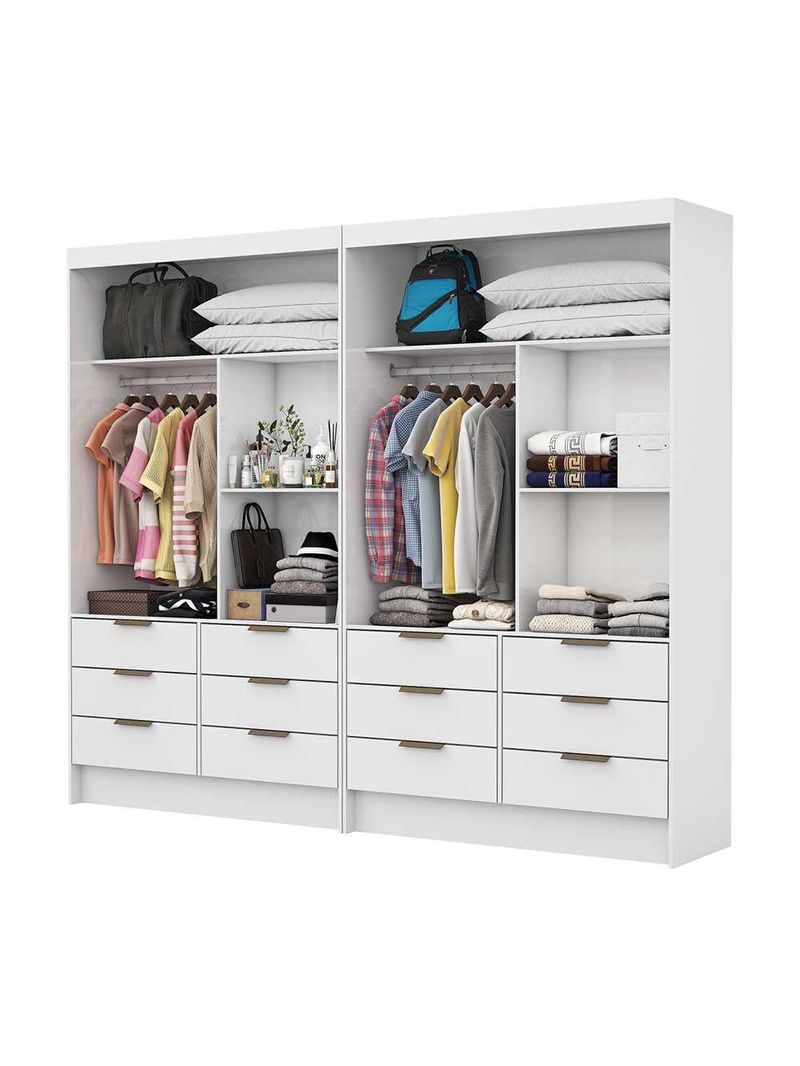 Closet Casal Duplo Sevilha Premium Com 12 Gavetas Branco