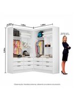Closet Casal Duplo Sevilha Premium Com 12 Gavetas Branco