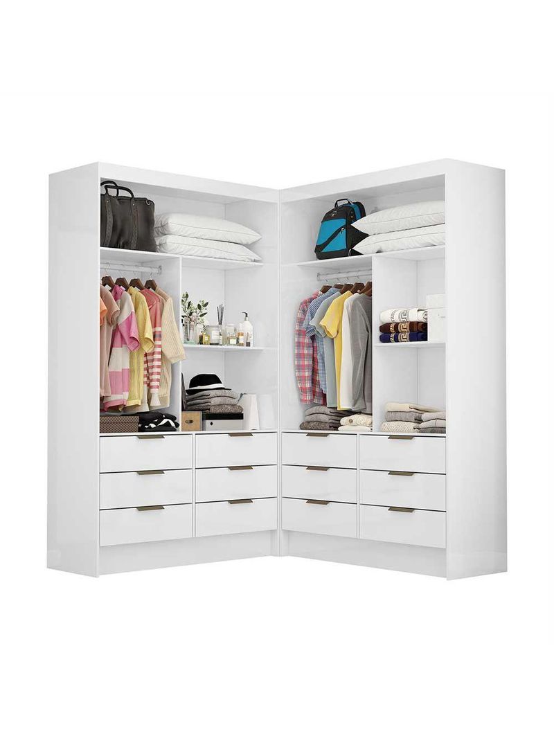 Closet Casal Duplo Sevilha Premium Com 12 Gavetas Branco