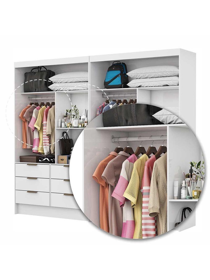 Closet Casal Duplo Sevilha Premium Com 12 Gavetas Branco