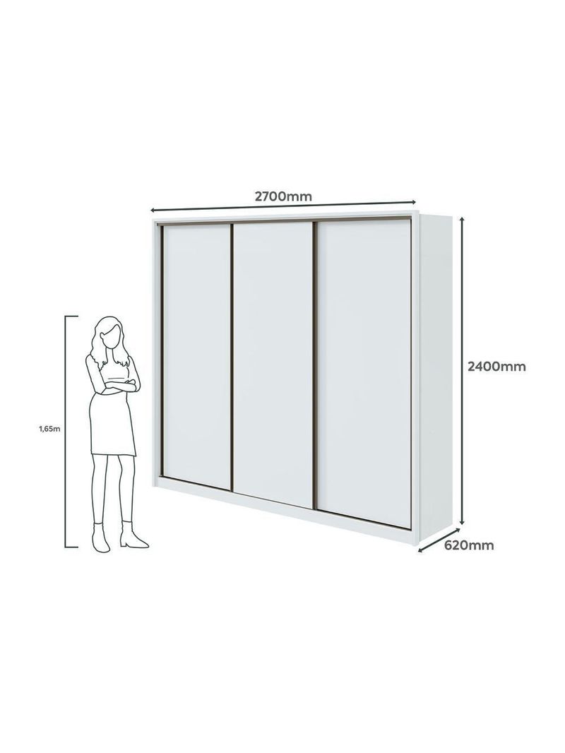 Guarda-roupa Casal Spazio 270 3 Portas 6 Gavetas Branco Lopas