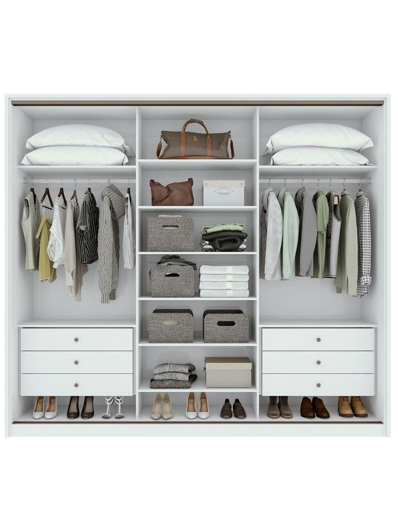 Guarda-roupa Casal Spazio 270 3 Portas 6 Gavetas Branco Lopas