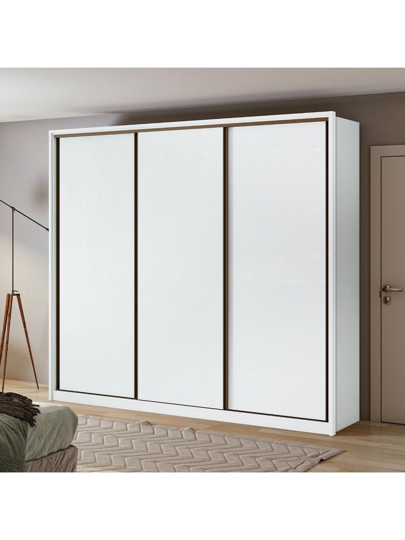 Guarda-roupa Casal Spazio 270 3 Portas 6 Gavetas Branco Lopas