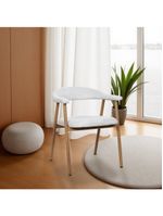 Kit 2 Cadeiras De Jantar Luana Estrutura Aço Carbono Laminado Natural Com Estofado Linho Cru