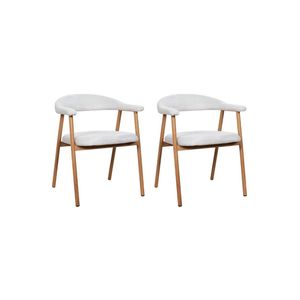 Kit 2 Cadeiras De Jantar Luana Estrutura Aço Carbono Laminado Natural Com Estofado Linho Cru